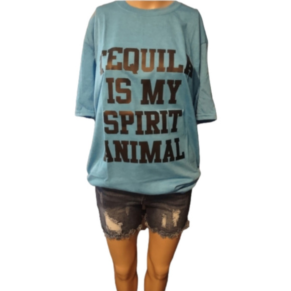 Tequila is my Spirit Animal Tshirt Unisex Size Large Softstyle - Picture 1 of 5